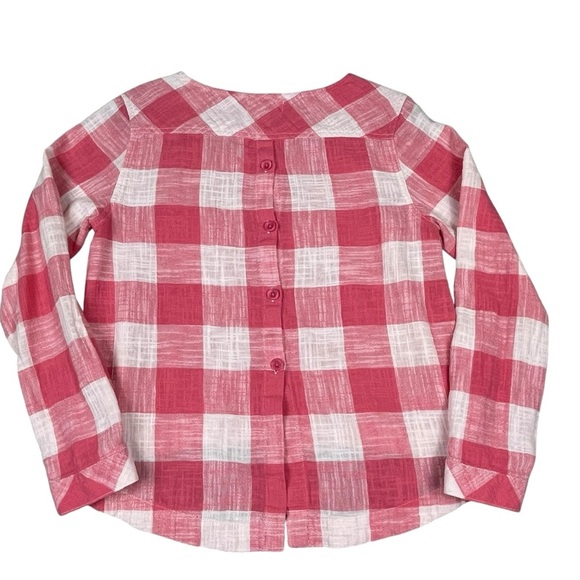 Cloth & Stone Linen Blend Button-Back Preppy Casual Fun Gingham Blouse - Sz M - Picture 2 of 16